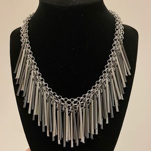 Stainless steel statement necklace.Great quality in shades of grey & silver